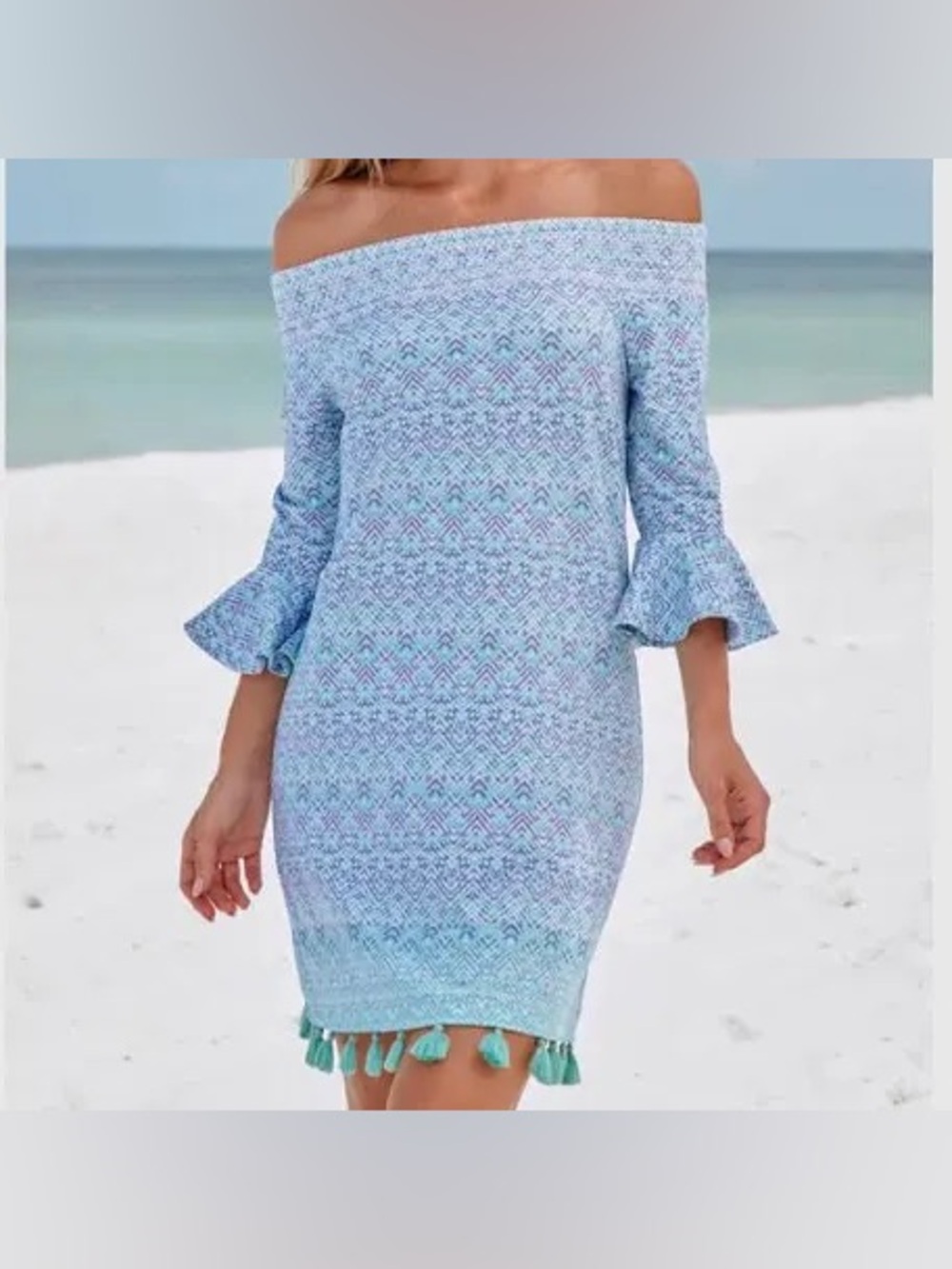 NWT CABANA LIFE Smocked Off-the-Shoulder Cover-Up Dress SM Retail $118